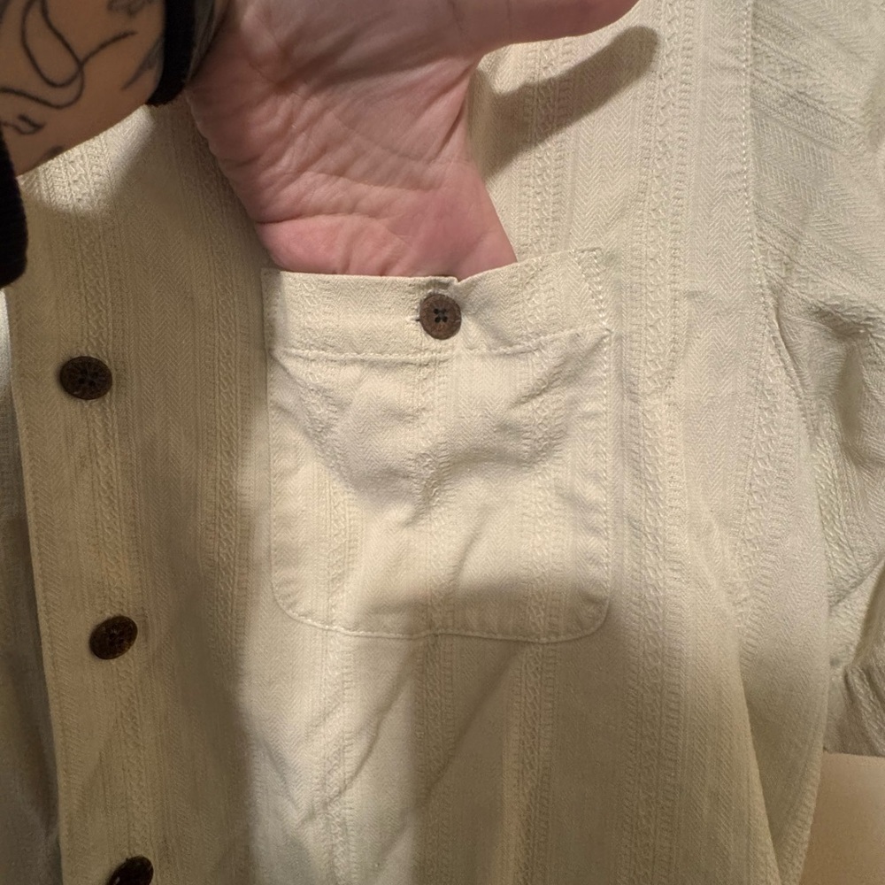 Caribbean Joe Cream Casual Button Down Shirt - Picture 4 of 5